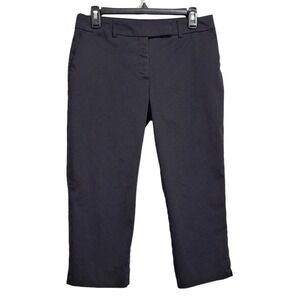 Willi Smith Capri Pants Women 8 6 Black Cotton Stretch Chino Zip Pockets Slits